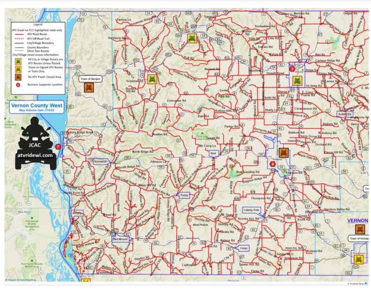 Vernon County ATV Trail map